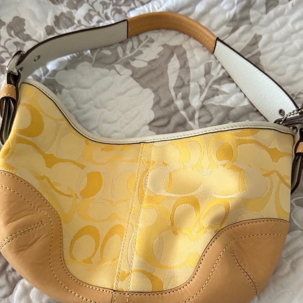 Coach Yellow and Tan Shoulder Bag